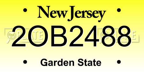 2OB2488 New Jersey License Plate