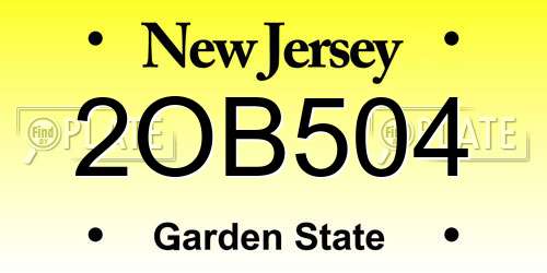 2OB504 New Jersey License Plate