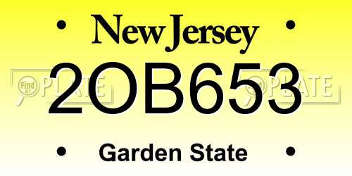 2OB653 New Jersey License Plate