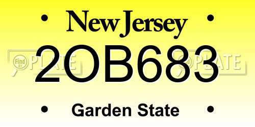 2OB683 New Jersey License Plate