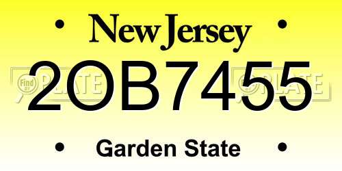2OB7455 New Jersey License Plate