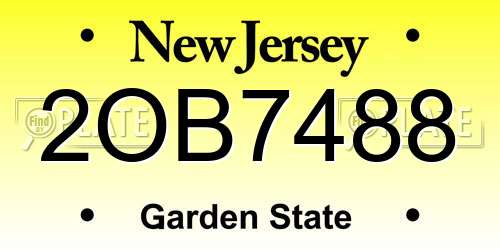 2OB7488 New Jersey License Plate