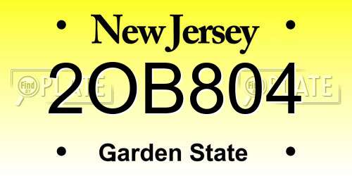 2OB804 New Jersey License Plate