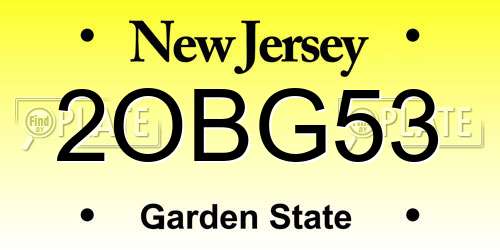 2OBG53 New Jersey License Plate