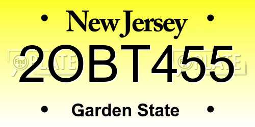 2OBT455 New Jersey License Plate