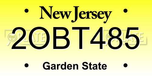 2OBT485 New Jersey License Plate