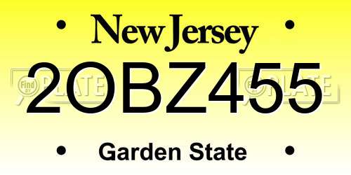 2OBZ455 New Jersey License Plate