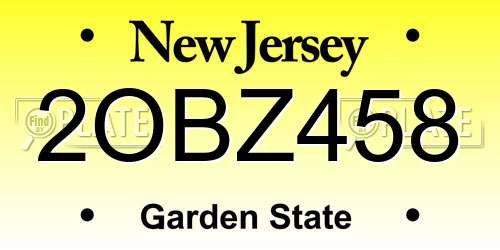 2OBZ458 New Jersey License Plate