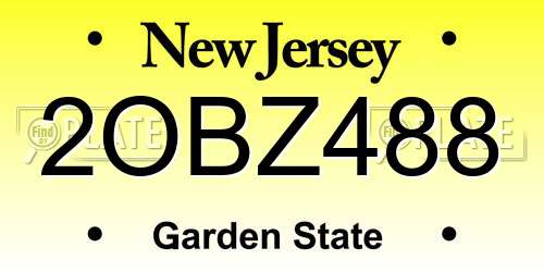 2OBZ488 New Jersey License Plate