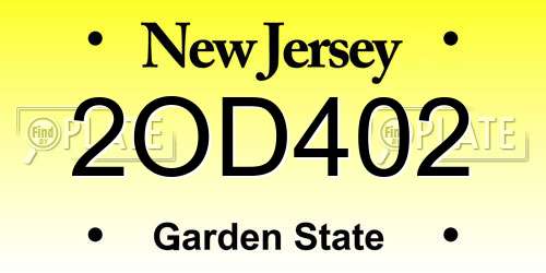 2OD402 New Jersey License Plate