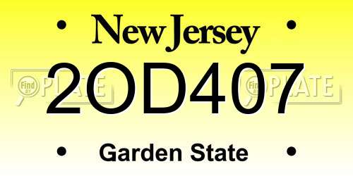 2OD407 New Jersey License Plate