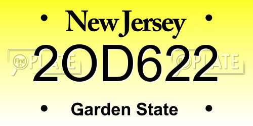 2OD622 New Jersey License Plate