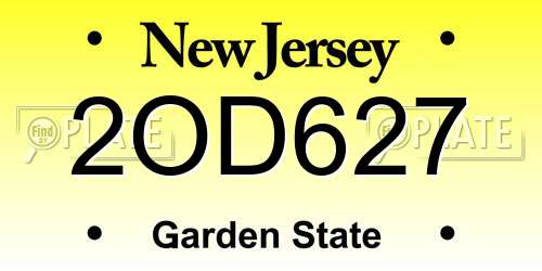 2OD627 New Jersey License Plate