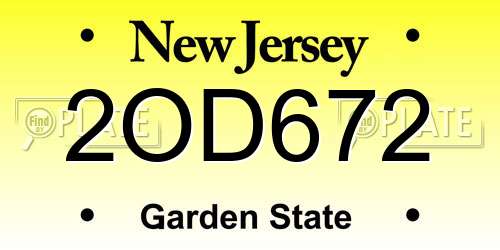 2OD672 New Jersey License Plate