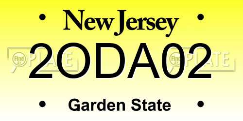 2ODA02 New Jersey License Plate