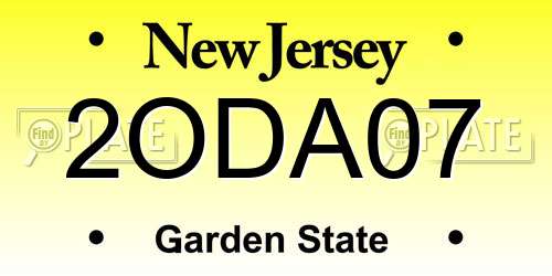 2ODA07 New Jersey License Plate