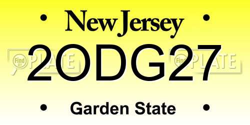 2ODG27 New Jersey License Plate