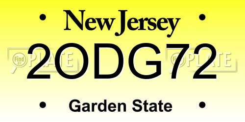 2ODG72 New Jersey License Plate