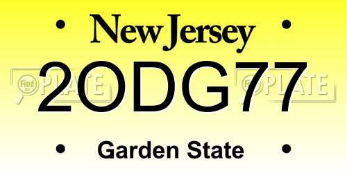 2ODG77 New Jersey License Plate