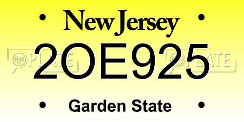 2OE925 New Jersey License Plate