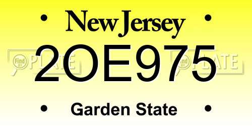 2OE975 New Jersey License Plate