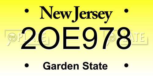 2OE978 New Jersey License Plate