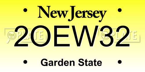 2OEW32 New Jersey License Plate