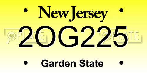 2OG225 New Jersey License Plate