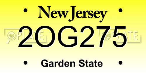 2OG275 New Jersey License Plate