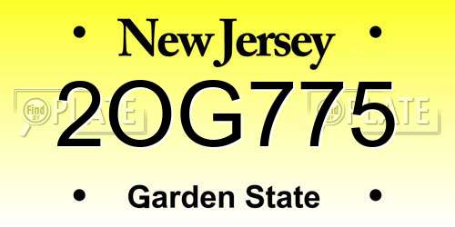 2OG775 New Jersey License Plate