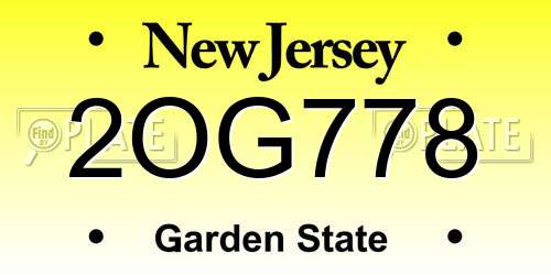 2OG778 New Jersey License Plate