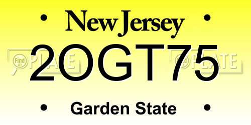 2OGT75 New Jersey License Plate