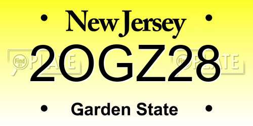 2OGZ28 New Jersey License Plate