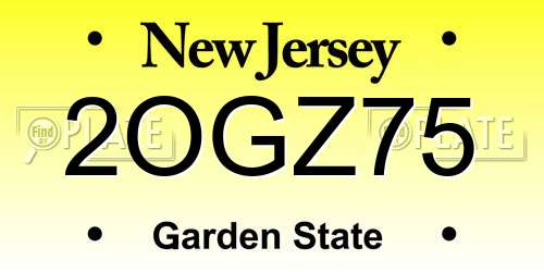 2OGZ75 New Jersey License Plate