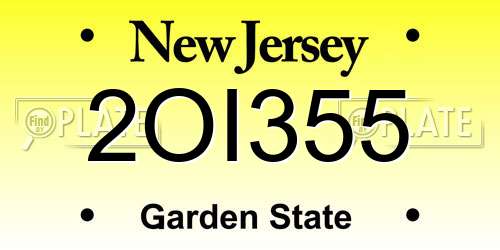 2OI355 New Jersey License Plate