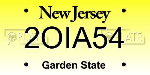 2OIA54 New Jersey License Plate