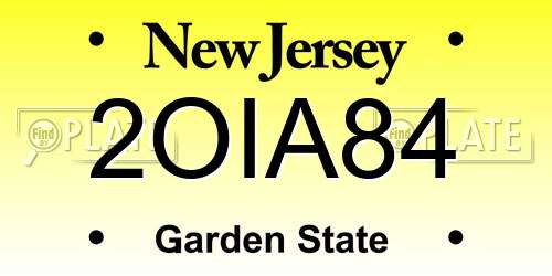2OIA84 New Jersey License Plate