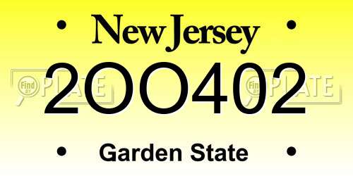 2OO402 New Jersey License Plate