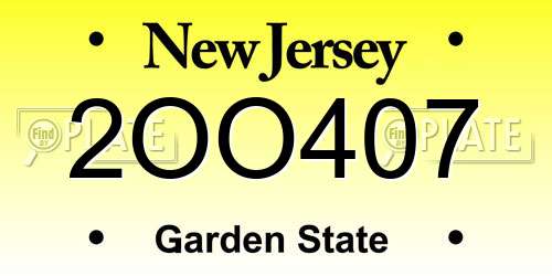 2OO407 New Jersey License Plate