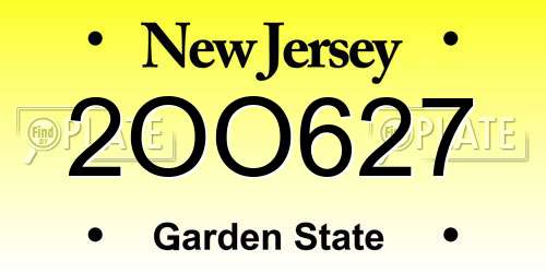 2OO627 New Jersey License Plate