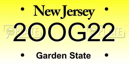 2OOG22 New Jersey License Plate