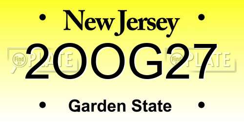 2OOG27 New Jersey License Plate
