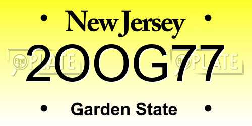 2OOG77 New Jersey License Plate
