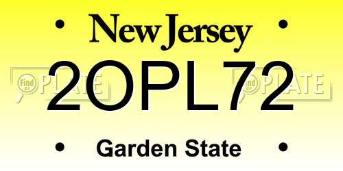 2OPL72 New Jersey License Plate