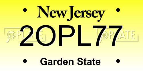 2OPL77 New Jersey License Plate