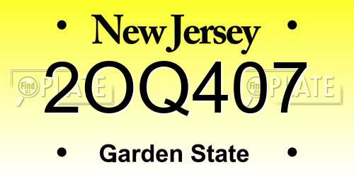 2OQ407 New Jersey License Plate