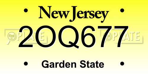 2OQ677 New Jersey License Plate
