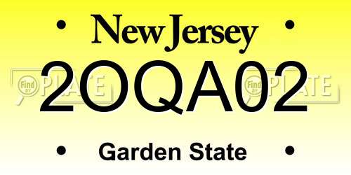 2OQA02 New Jersey License Plate