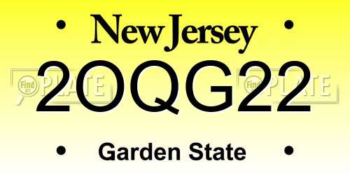 2OQG22 New Jersey License Plate