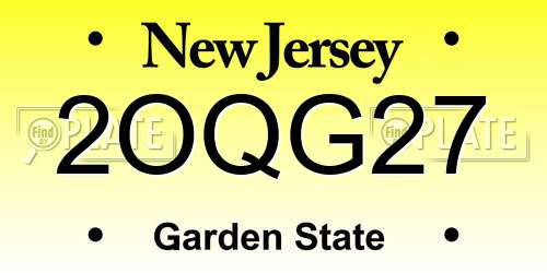 2OQG27 New Jersey License Plate
